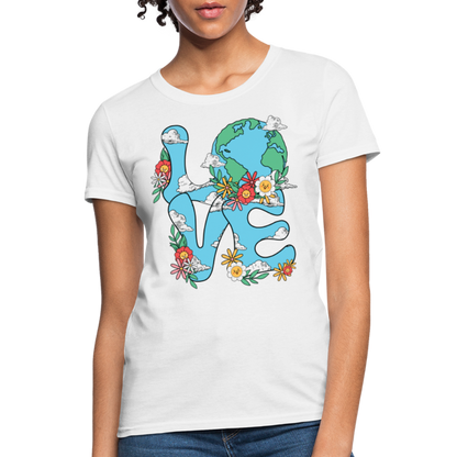 Floral LOVE Earth Day Women's T-Shirt - white