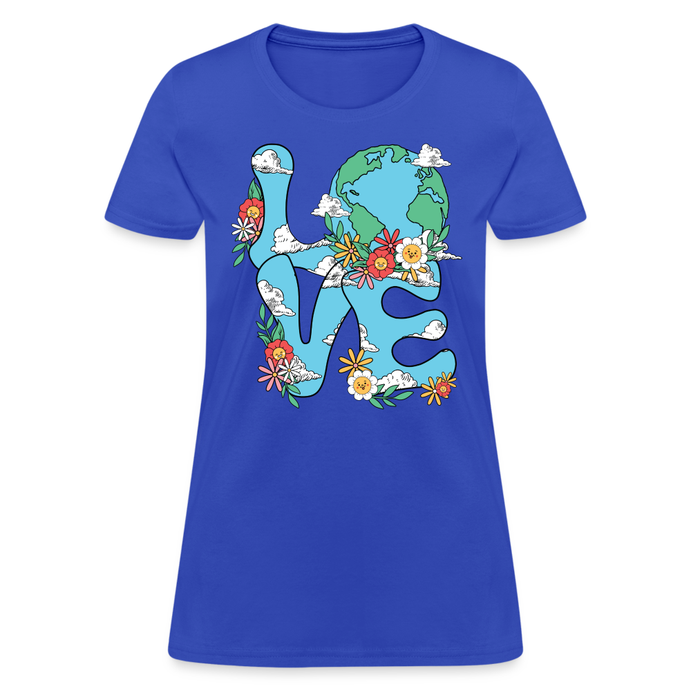 Floral LOVE Earth Day Women's T-Shirt - royal blue