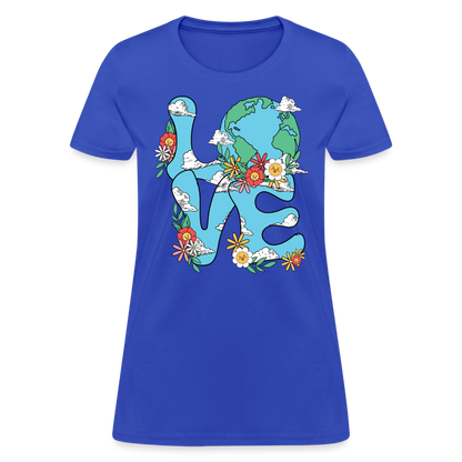 Floral LOVE Earth Day Women's T-Shirt - royal blue