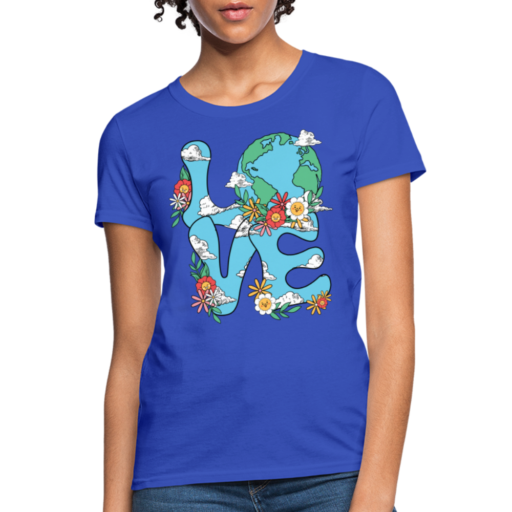 Floral LOVE Earth Day Women's T-Shirt - royal blue