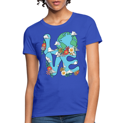 Floral LOVE Earth Day Women's T-Shirt - royal blue