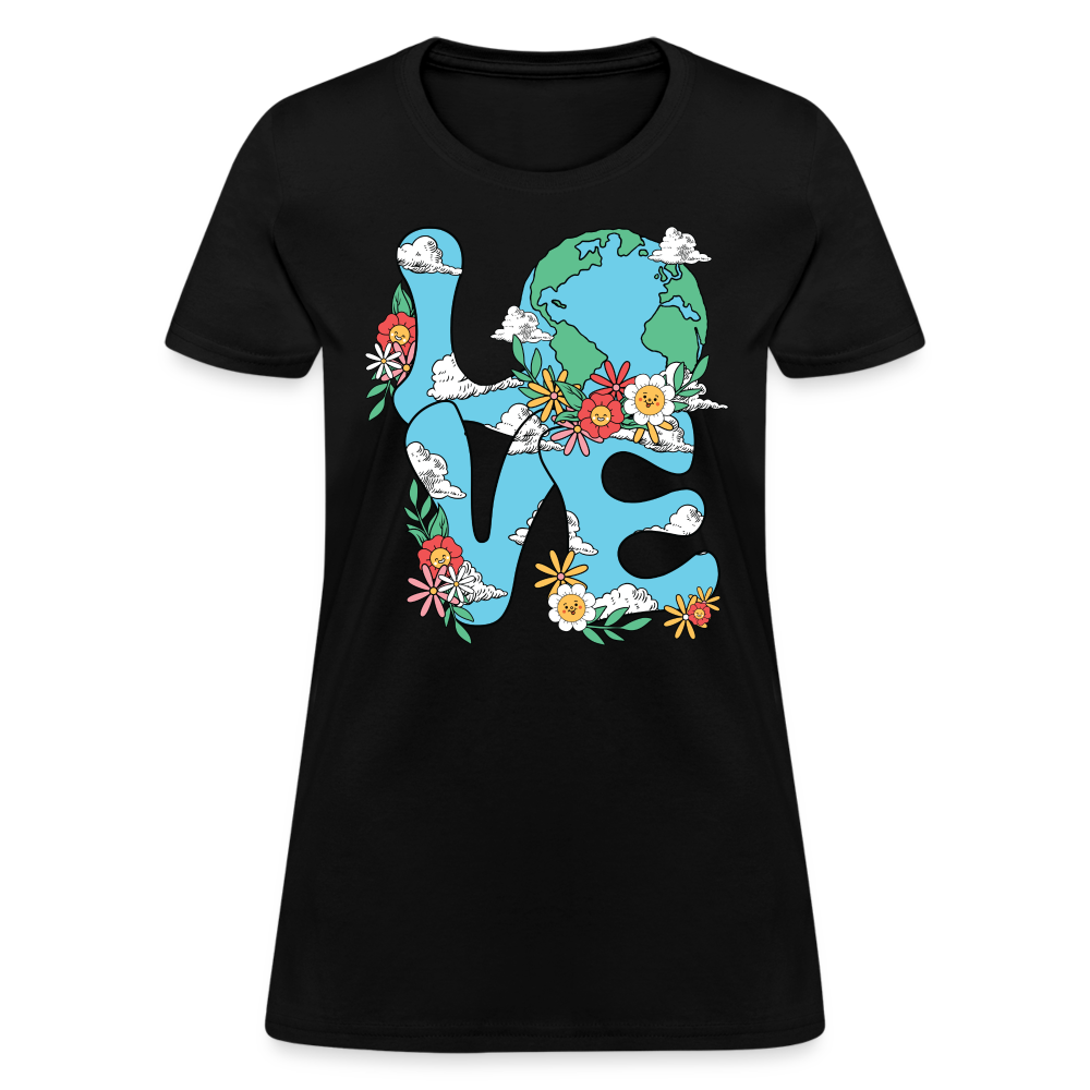 Floral LOVE Earth Day Women's T-Shirt - black