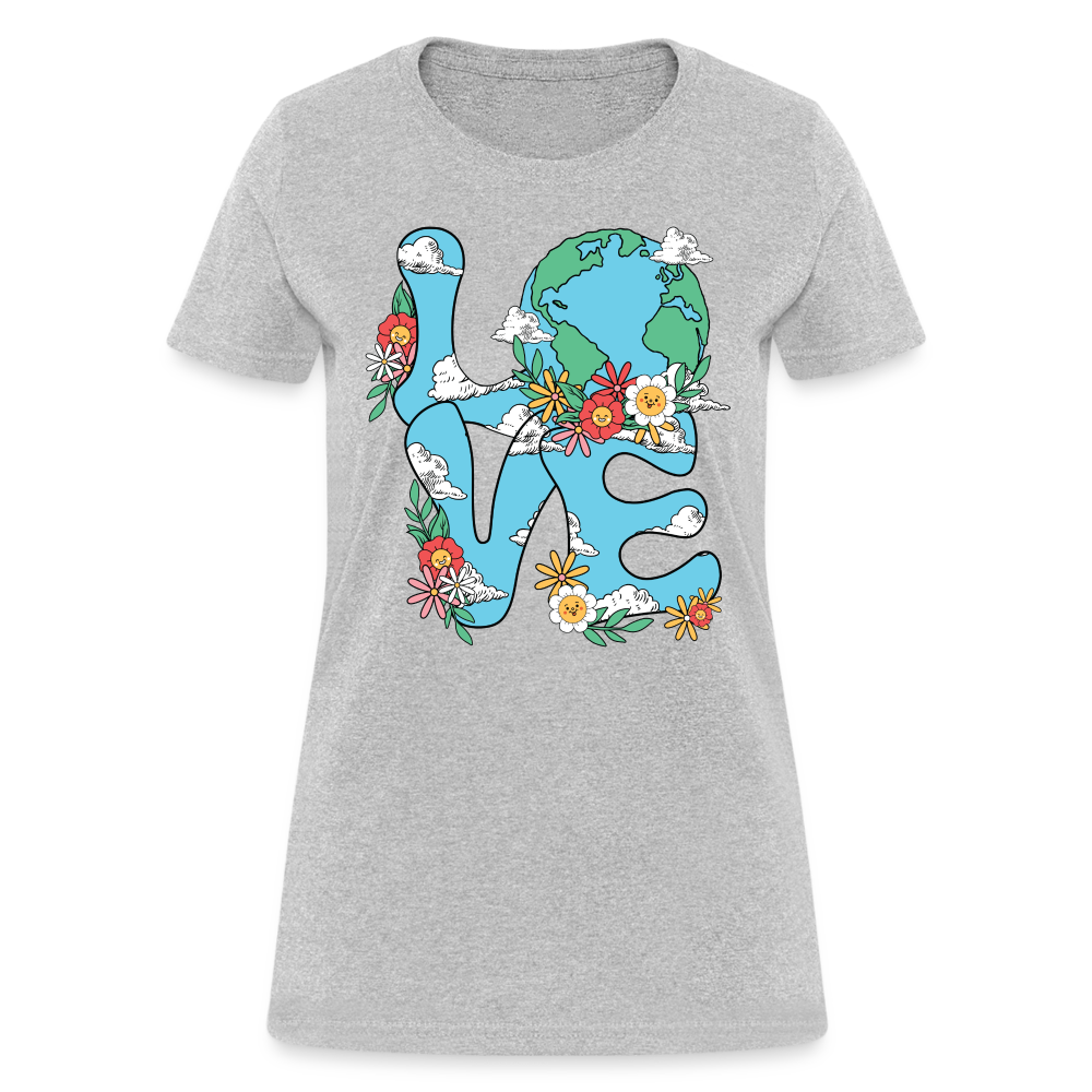 Floral LOVE Earth Day Women's T-Shirt - heather gray