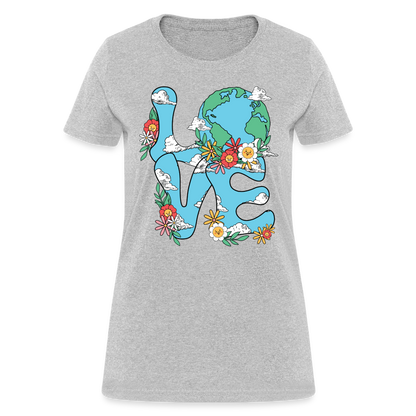 Floral LOVE Earth Day Women's T-Shirt - heather gray