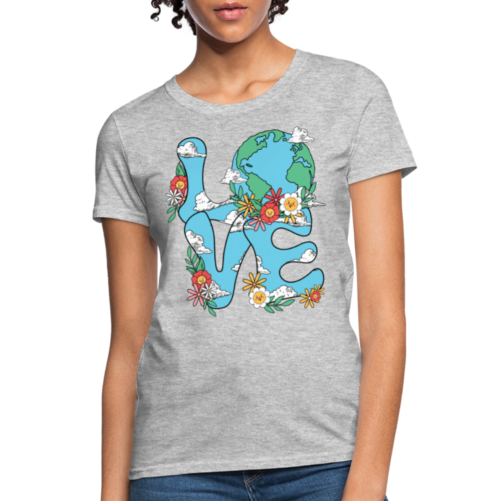 Floral LOVE Earth Day Women's T-Shirt - heather gray