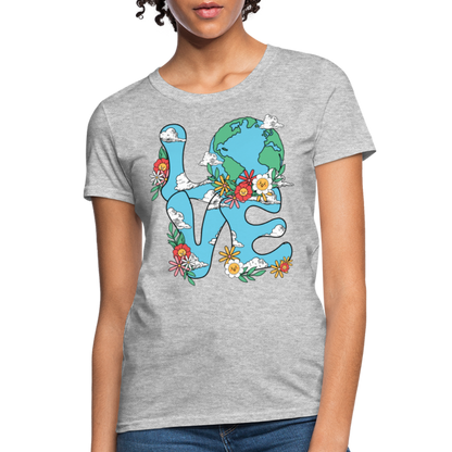 Floral LOVE Earth Day Women's T-Shirt - heather gray