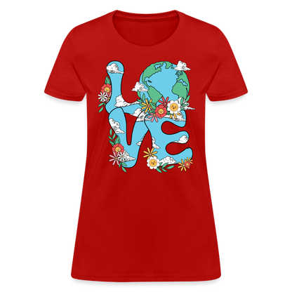 Floral LOVE Earth Day Women's T-Shirt - red