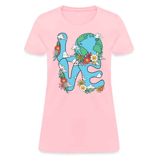 Floral LOVE Earth Day Women's T-Shirt - pink