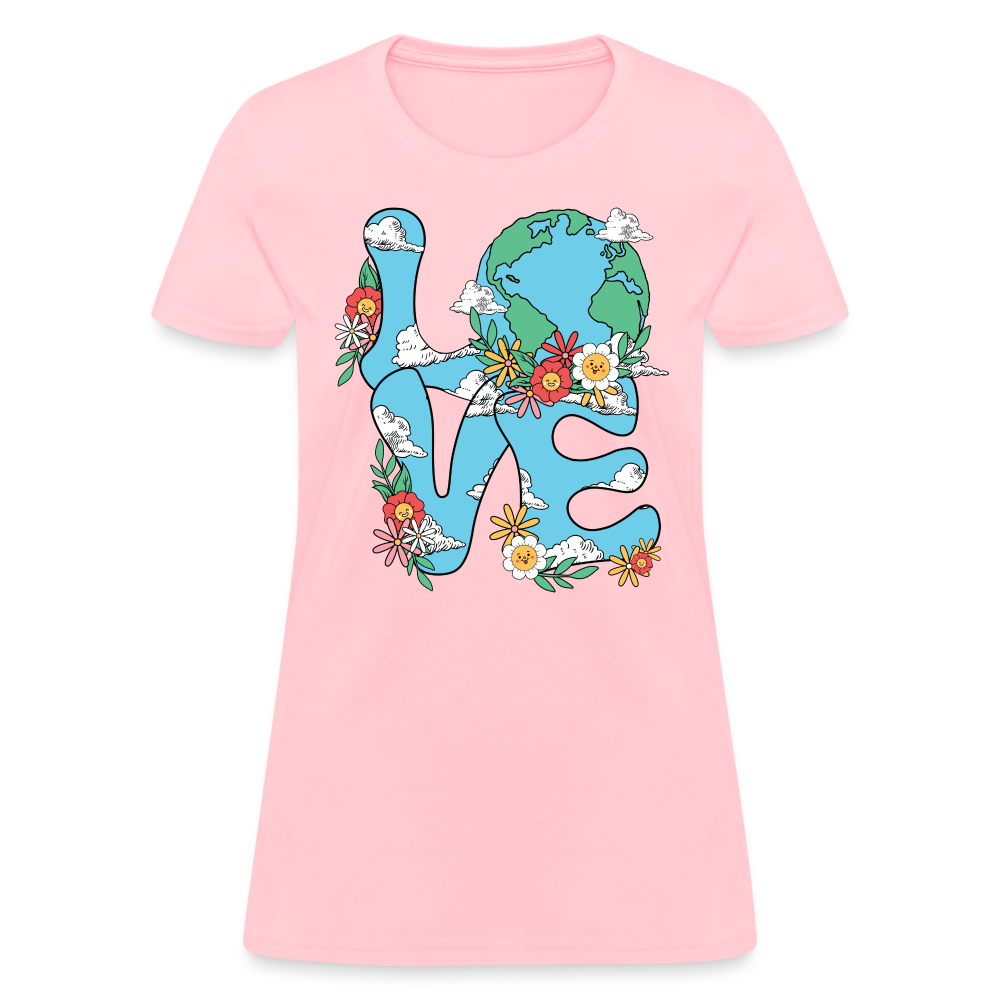 Floral LOVE Earth Day Women's T-Shirt - pink