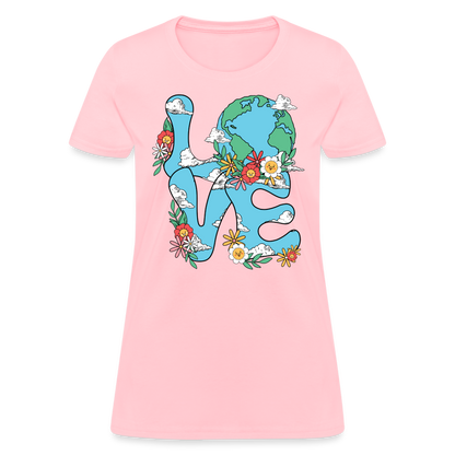 Floral LOVE Earth Day Women's T-Shirt - pink