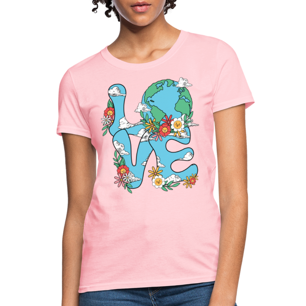 Floral LOVE Earth Day Women's T-Shirt - pink