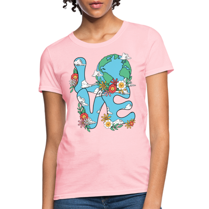 Floral LOVE Earth Day Women's T-Shirt - pink