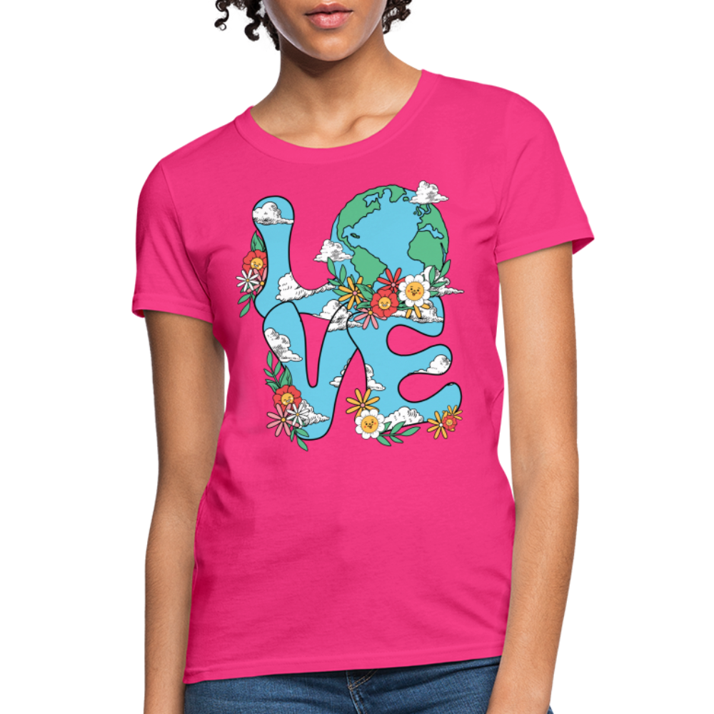 Floral LOVE Earth Day Women's T-Shirt - fuchsia