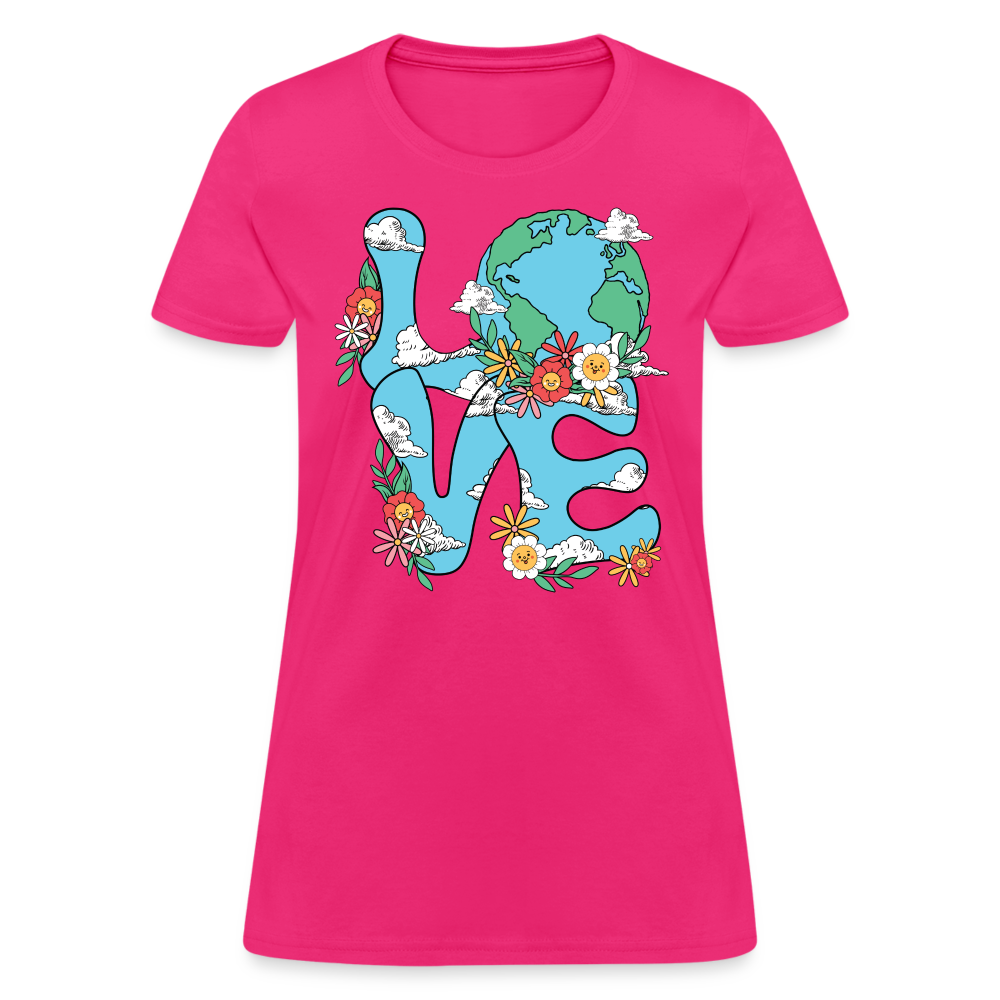 Floral LOVE Earth Day Women's T-Shirt - fuchsia