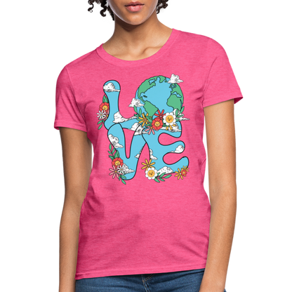 Floral LOVE Earth Day Women's T-Shirt - heather pink