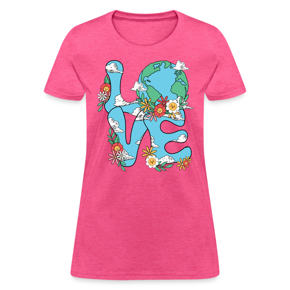 Floral LOVE Earth Day Women's T-Shirt - heather pink