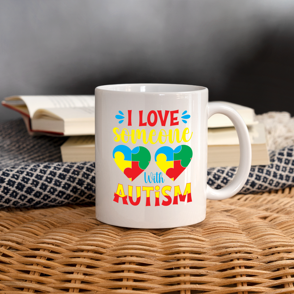 I Love Someone With Autism Coffee Mug - white
