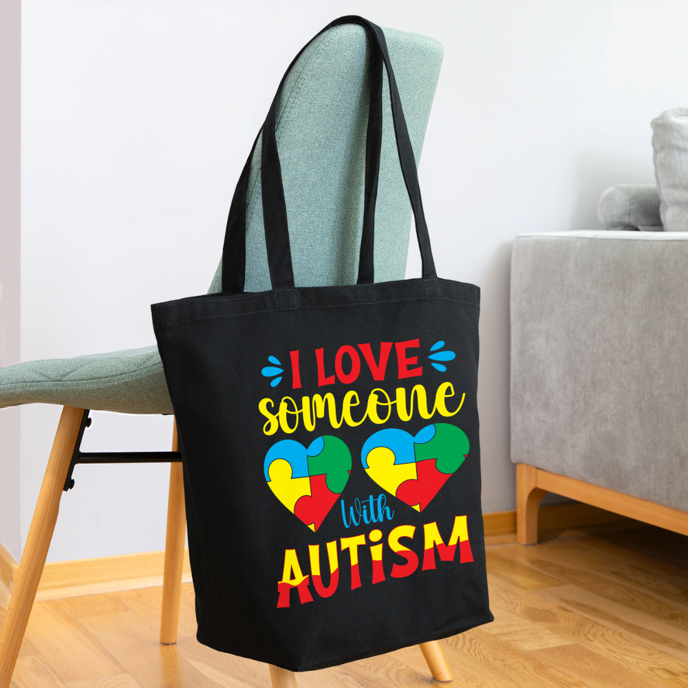 I Love Someone With Autism Eco-Friendly Cotton Tote - black