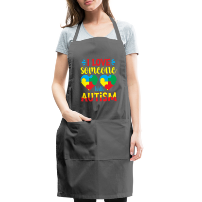 I Love Someone With Autism Adjustable Apron - charcoal