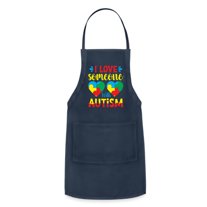 I Love Someone With Autism Adjustable Apron - navy