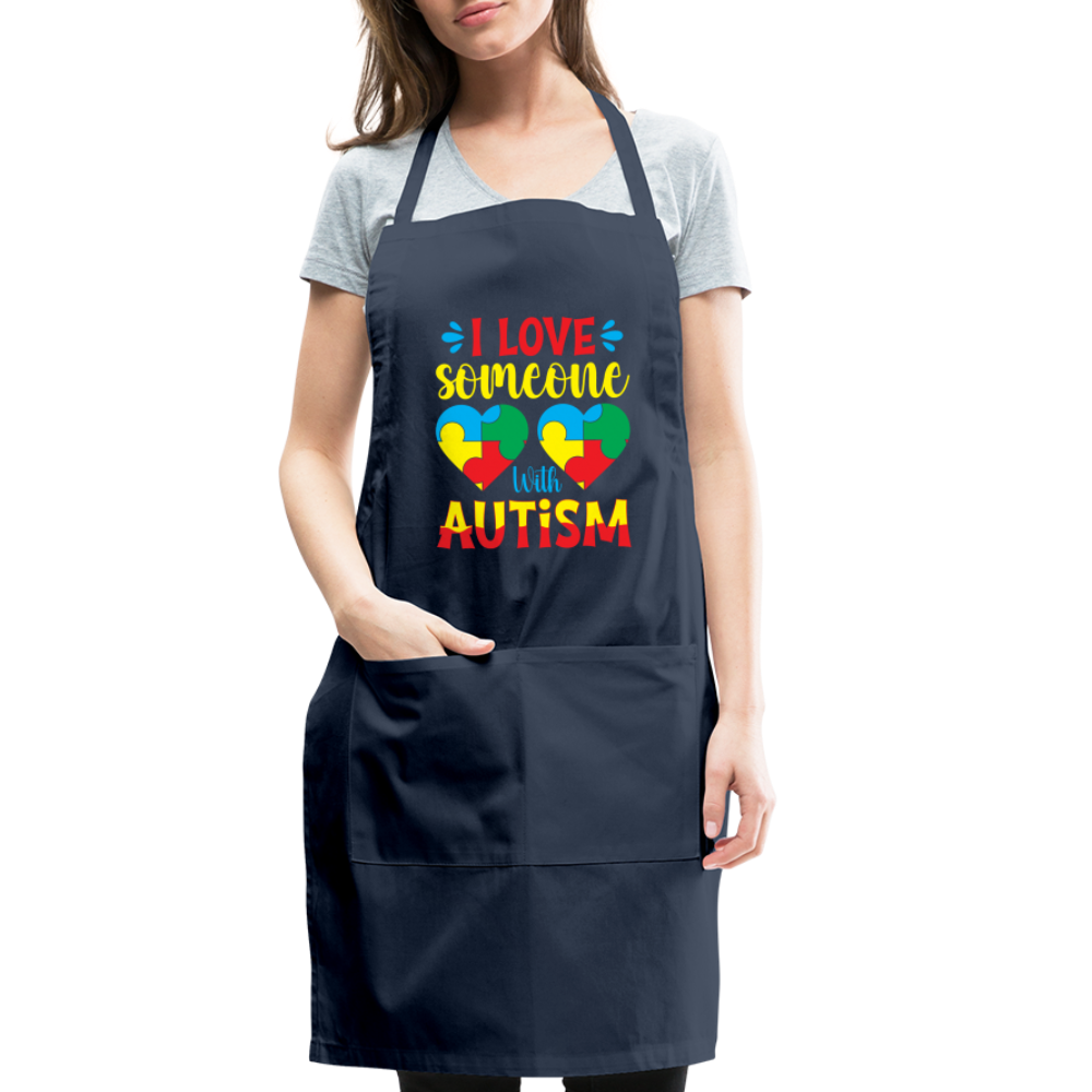 I Love Someone With Autism Adjustable Apron - navy