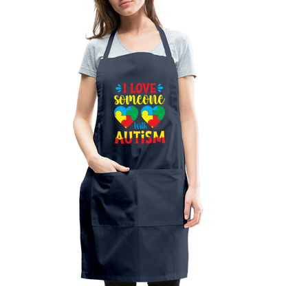 I Love Someone With Autism Adjustable Apron - navy