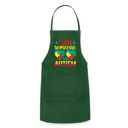 I Love Someone With Autism Adjustable Apron - forest green