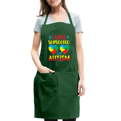 I Love Someone With Autism Adjustable Apron - forest green