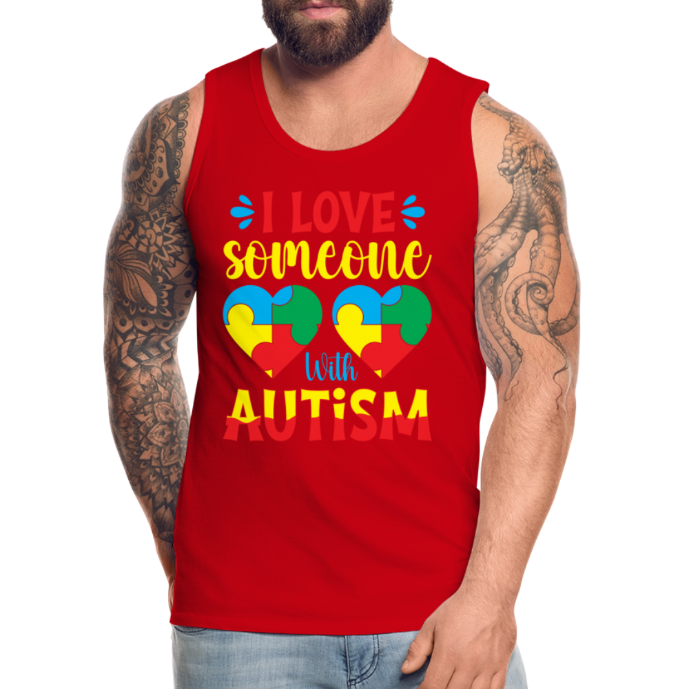 I Love Someone With Autism Men’s Premium Tank Top - red