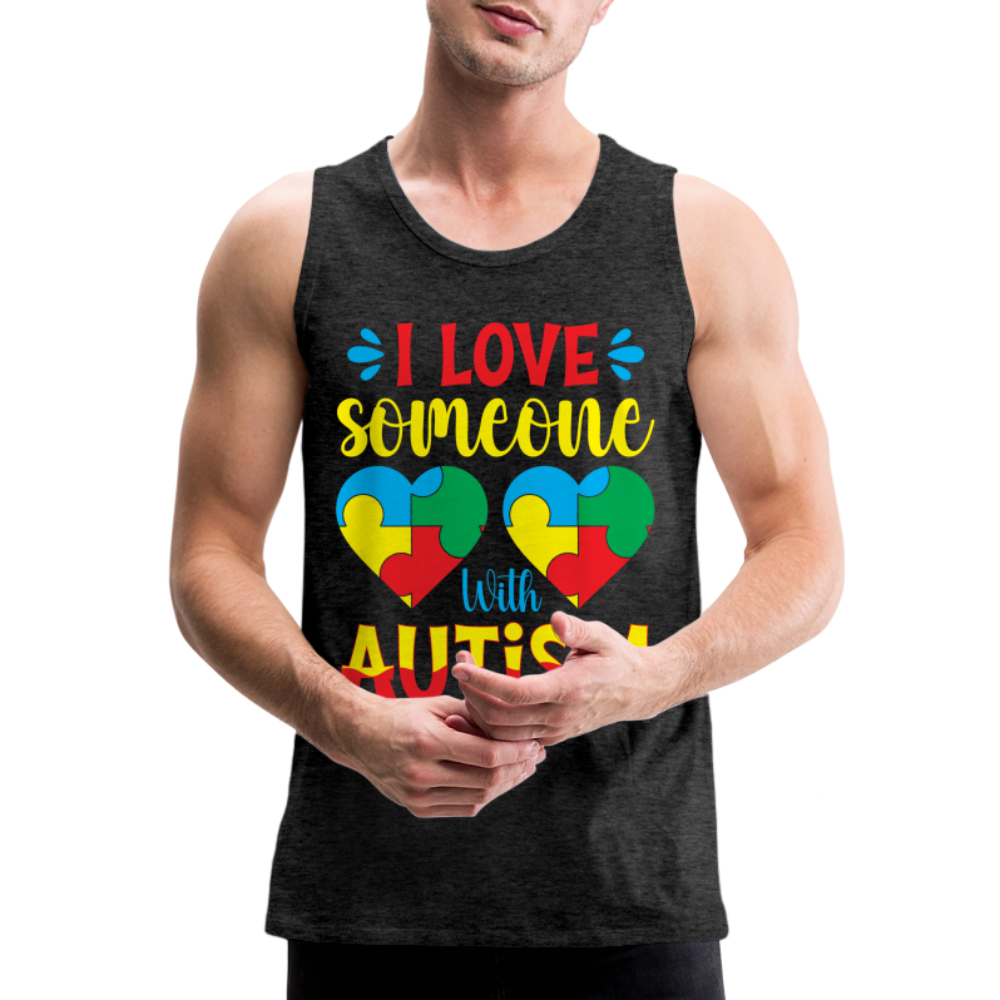 I Love Someone With Autism Men’s Premium Tank Top - charcoal grey