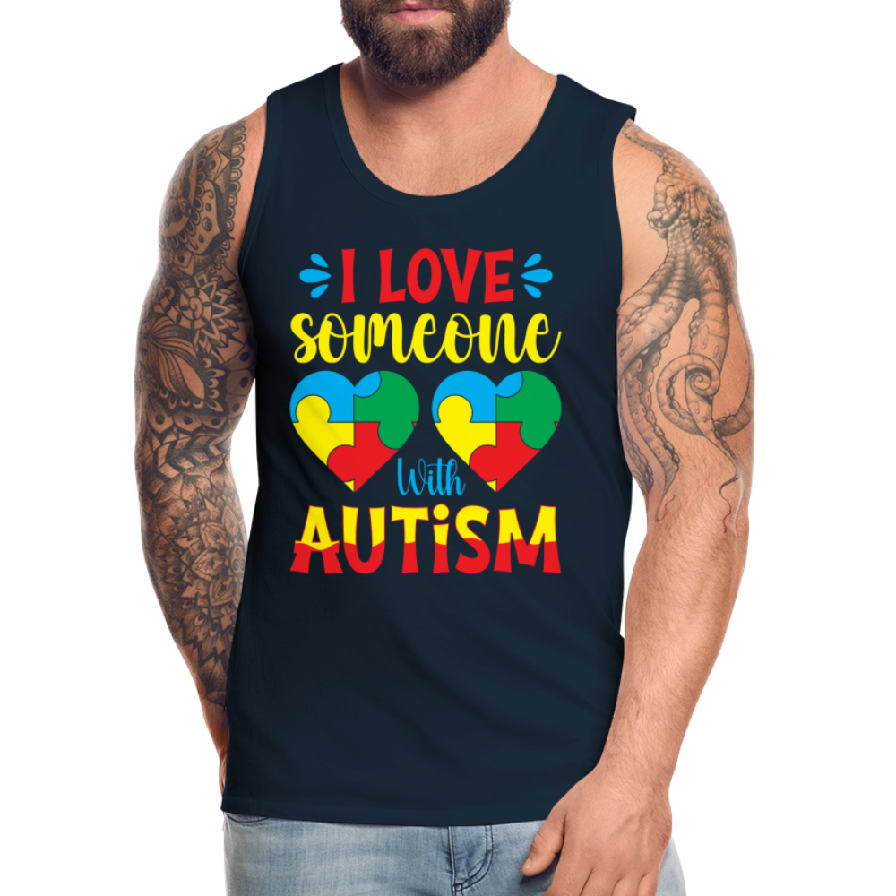 I Love Someone With Autism Men’s Premium Tank Top - deep navy