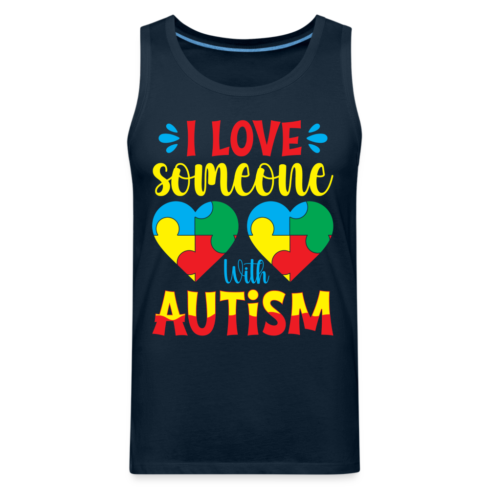 I Love Someone With Autism Men’s Premium Tank Top - deep navy