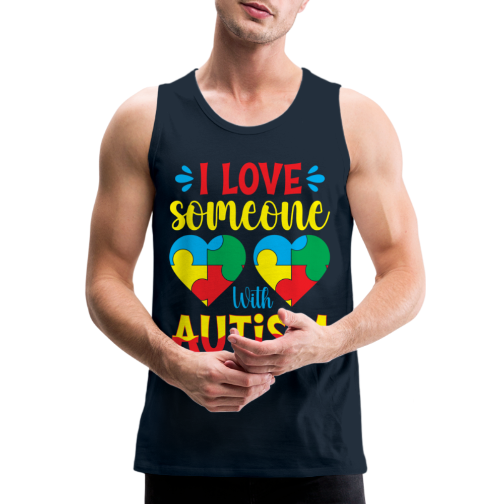 I Love Someone With Autism Men’s Premium Tank Top - deep navy