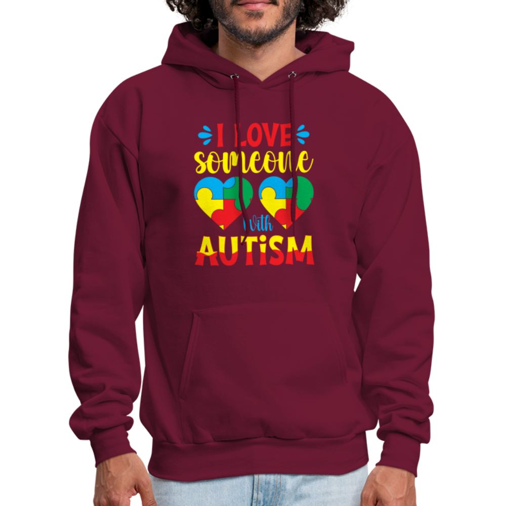 I Love Someone With Autism Hoodie - burgundy