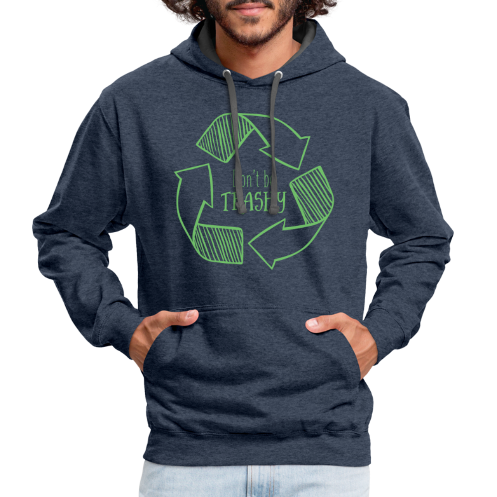 Don't Be Trashy Hoodie (Recycle) - indigo heather/asphalt