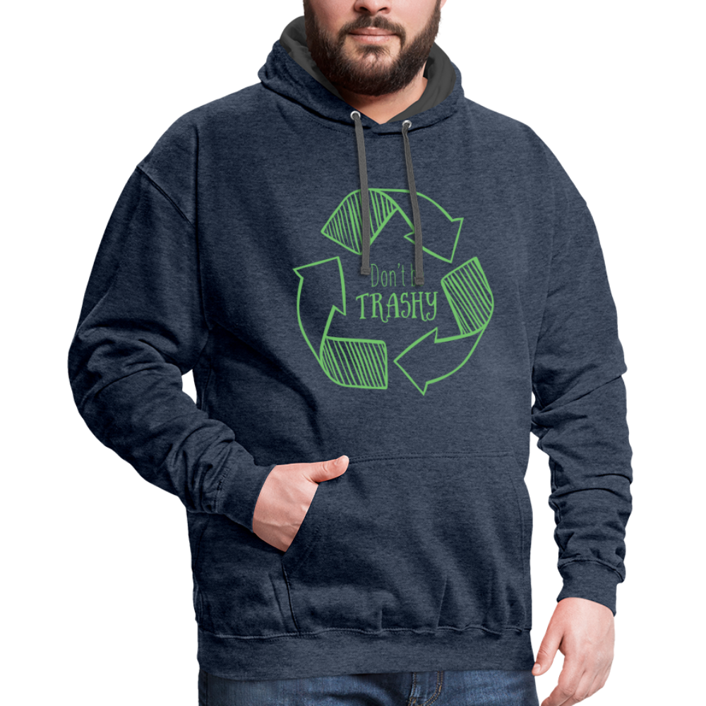 Don't Be Trashy Hoodie (Recycle) - indigo heather/asphalt