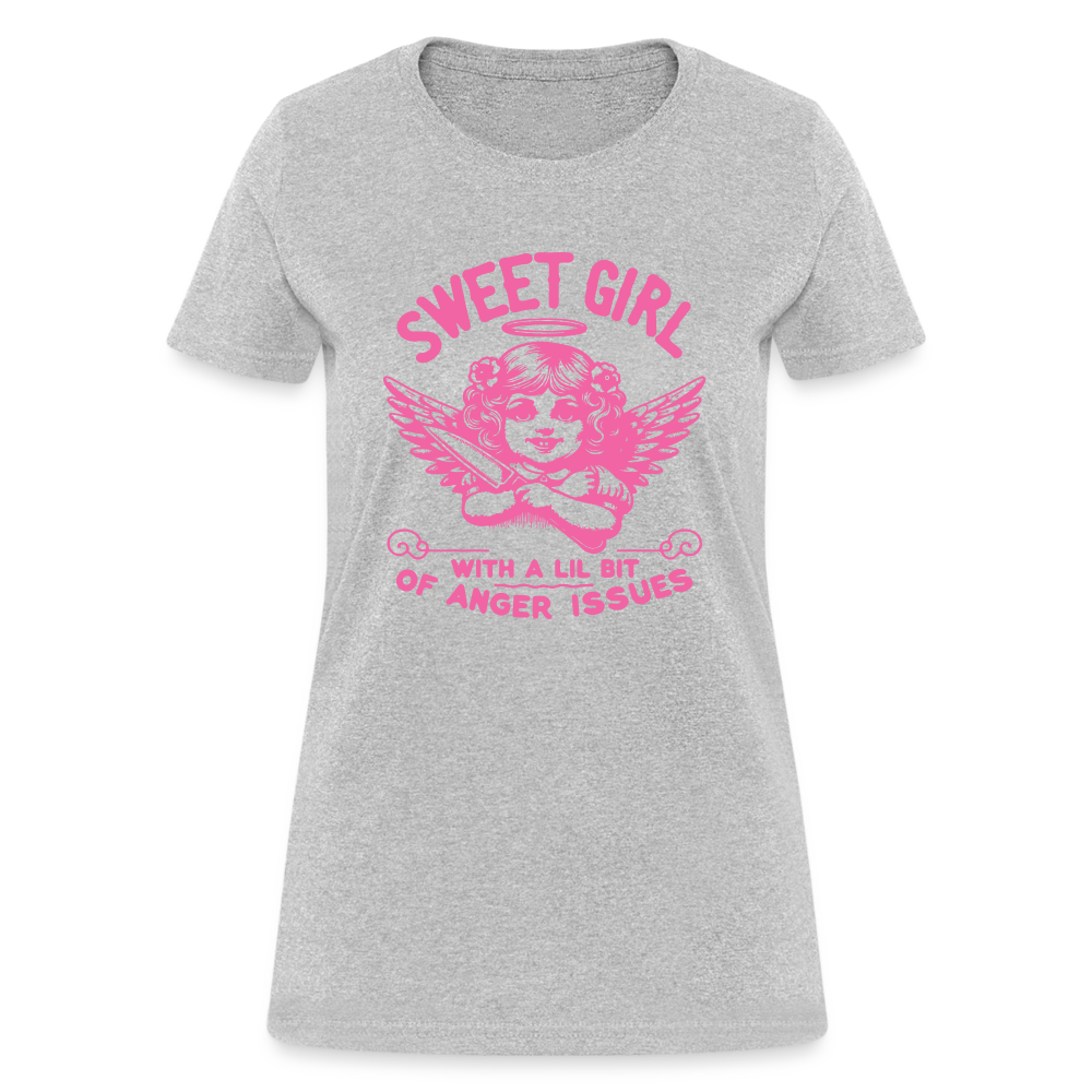 Sweet Girl With A Lil Bit of Anger Issues Women's T-Shirt - heather gray