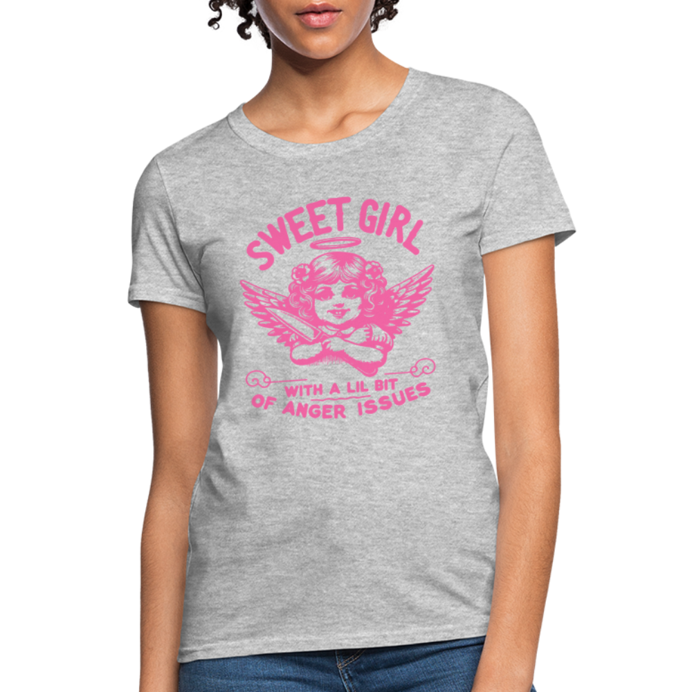 Sweet Girl With A Lil Bit of Anger Issues Women's T-Shirt - heather gray