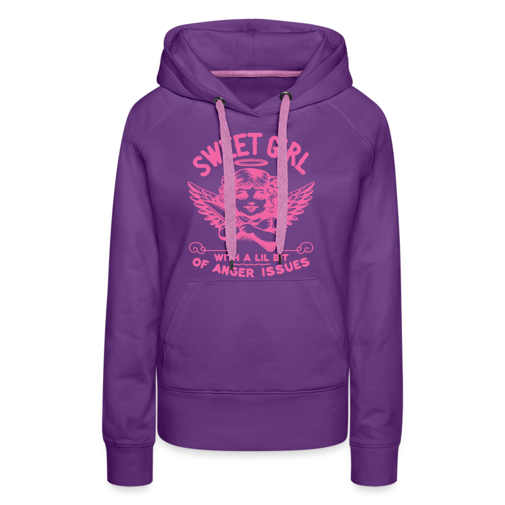 Sweet Girl With A Lil Bit of Anger Issues Women’s Premium Hoodie - purple 