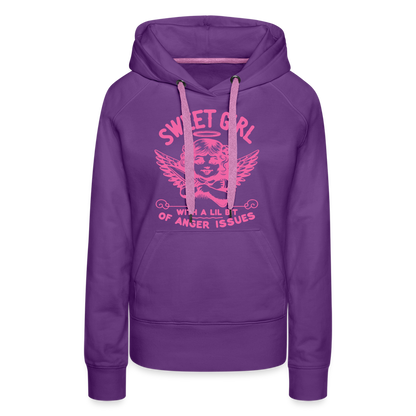 Sweet Girl With A Lil Bit of Anger Issues Women’s Premium Hoodie - purple 