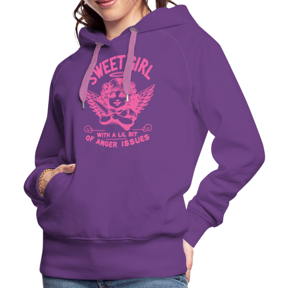 Sweet Girl With A Lil Bit of Anger Issues Women’s Premium Hoodie - purple 