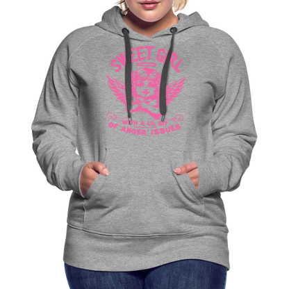 Sweet Girl With A Lil Bit of Anger Issues Women’s Premium Hoodie - heather grey