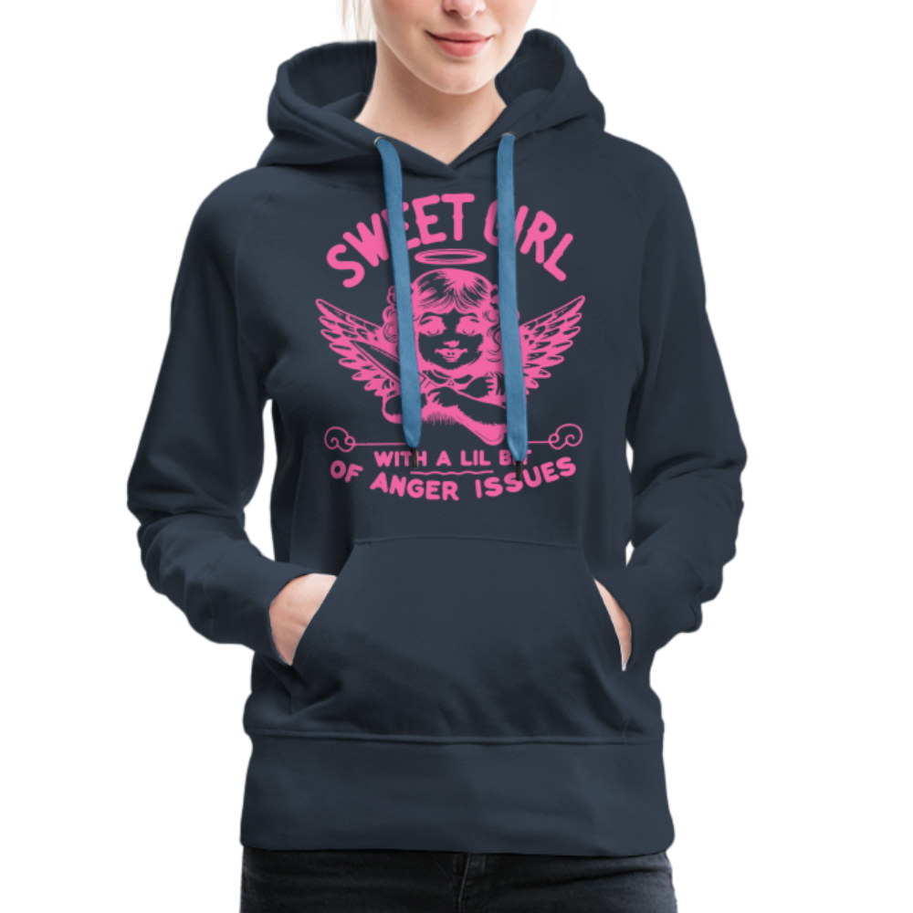 Sweet Girl With A Lil Bit of Anger Issues Women’s Premium Hoodie - navy