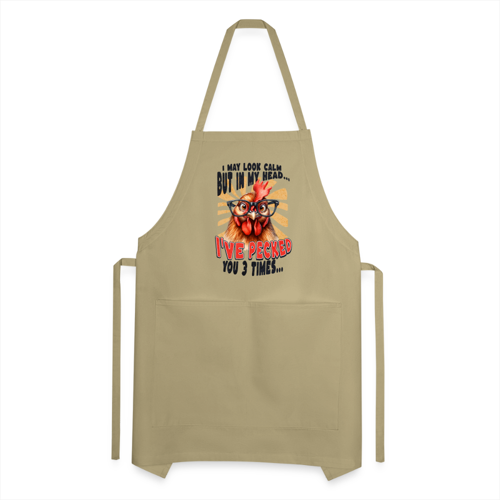 I May Look Calm But In My Head... funny Crazy Chicken Adjustable Apron - khaki