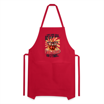 I May Look Calm But In My Head... funny Crazy Chicken Adjustable Apron - red