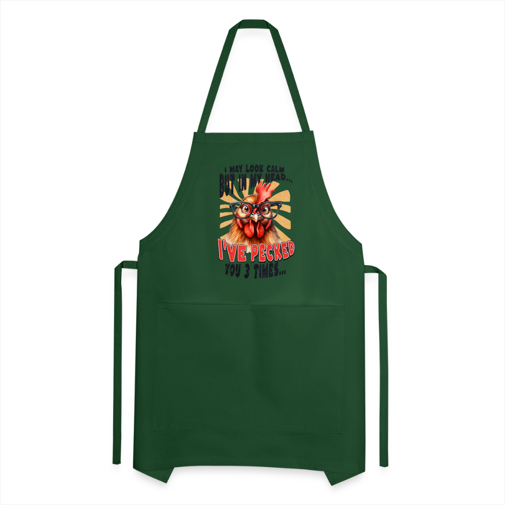 I May Look Calm But In My Head... funny Crazy Chicken Adjustable Apron - forest green