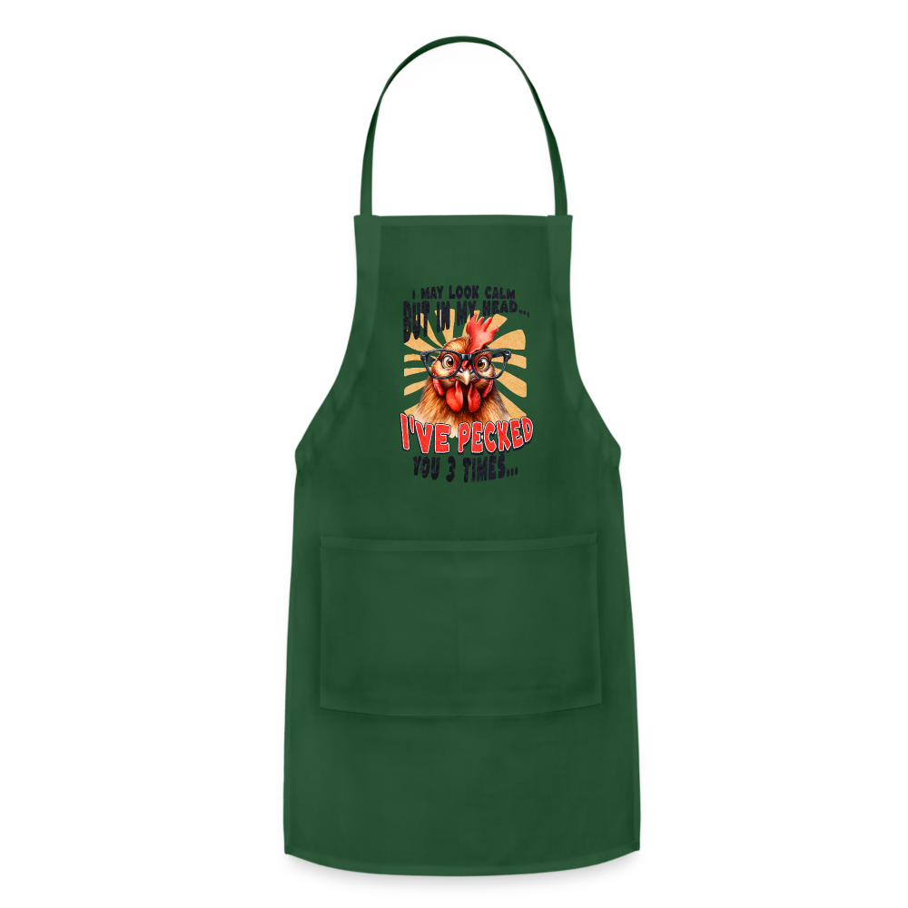I May Look Calm But In My Head... funny Crazy Chicken Adjustable Apron - forest green