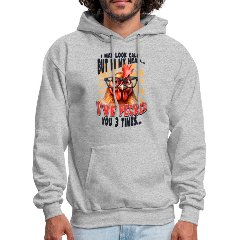 I May Look Calm But In My Head... Funny Crazy Chicken Hoodie - heather gray