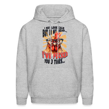 I May Look Calm But In My Head... Funny Crazy Chicken Hoodie - heather gray