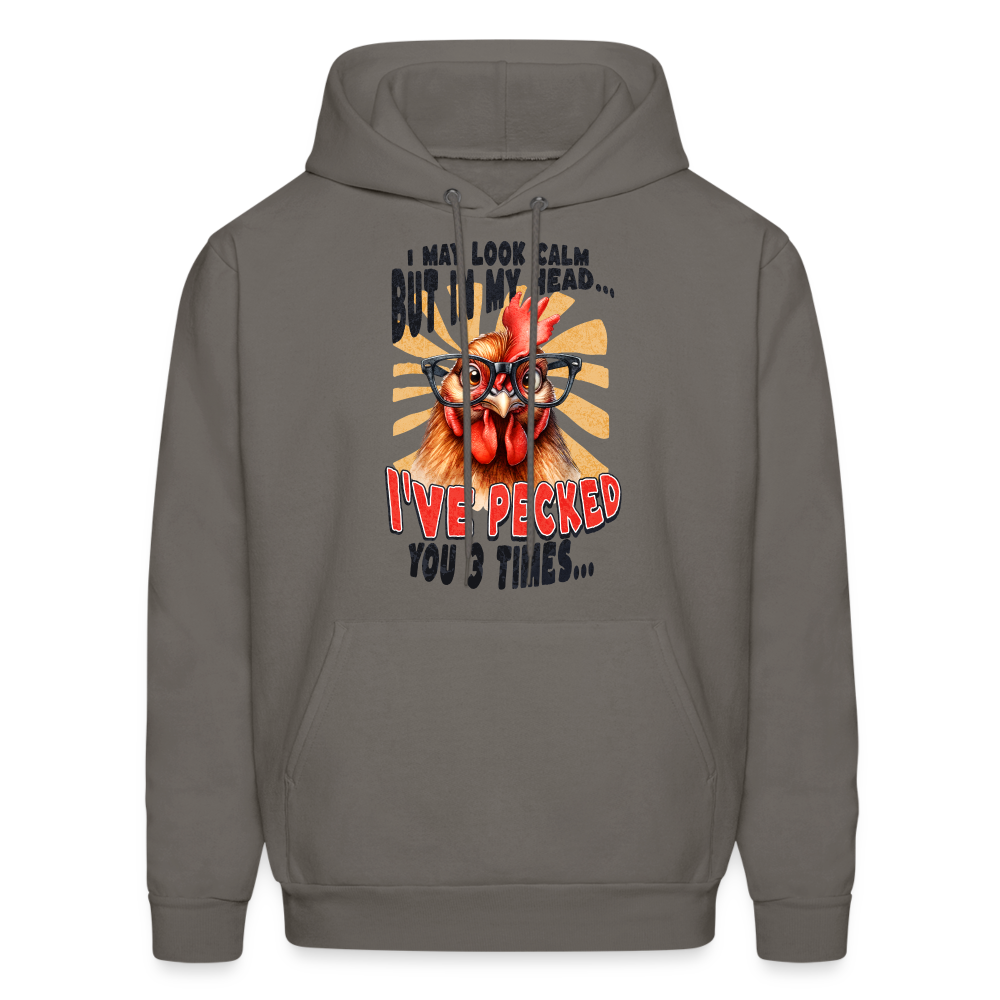 I May Look Calm But In My Head... Funny Crazy Chicken Hoodie - asphalt gray